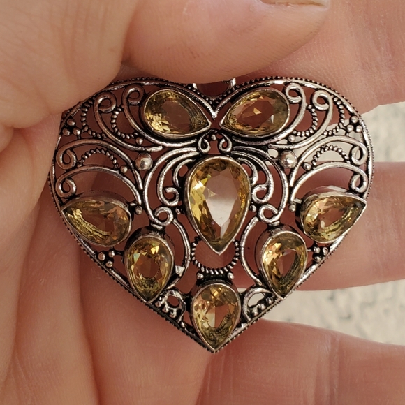 New Citrine 925 Silver Heart Pendant. - Picture 12 of 13